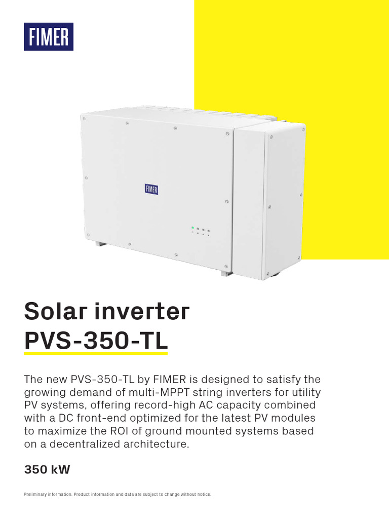 FIMER PVS-350-TL String Inverter Overview | PDF | Solar Panel ...
