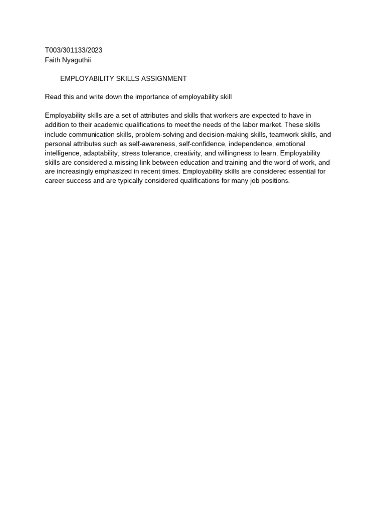 Importance of Employability Skills | PDF | Skill | Leadership