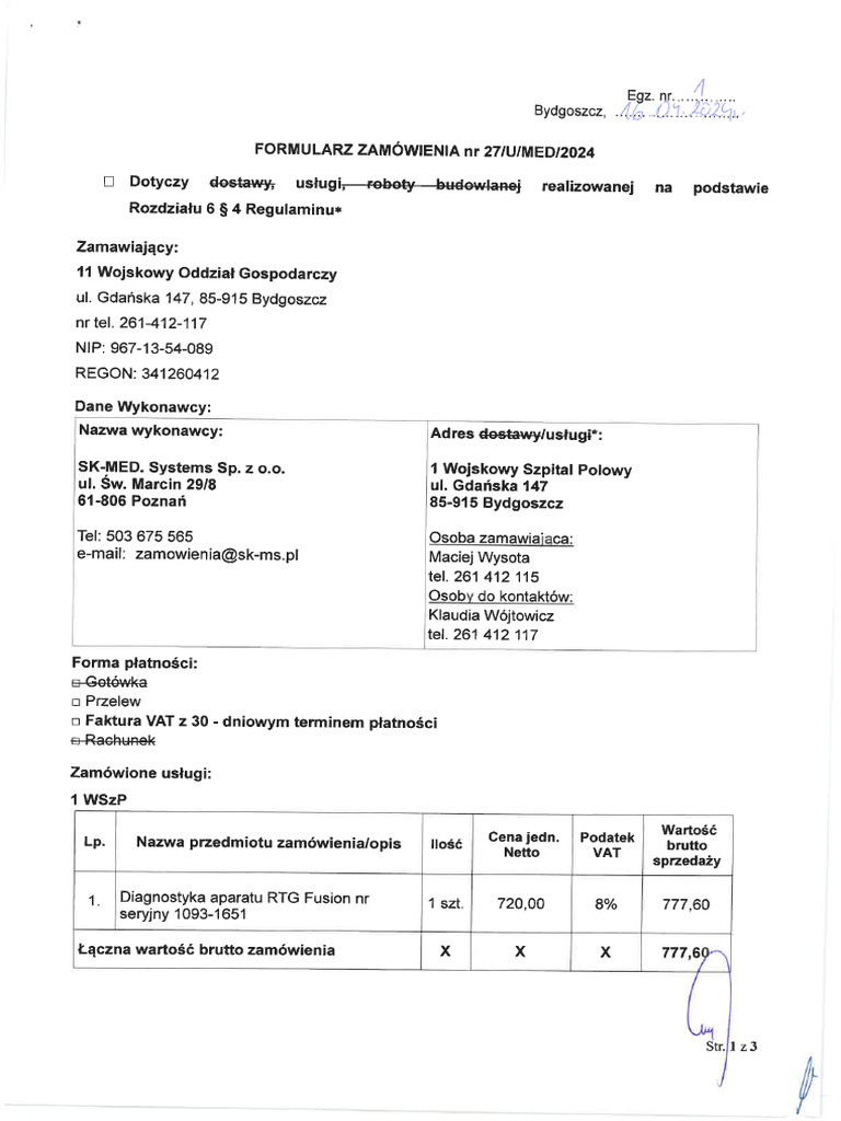 Formularz NR 27 | PDF