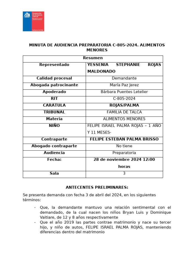 Minuta de Audiencia Preparatoria | PDF | Justicia | Crimen y violencia