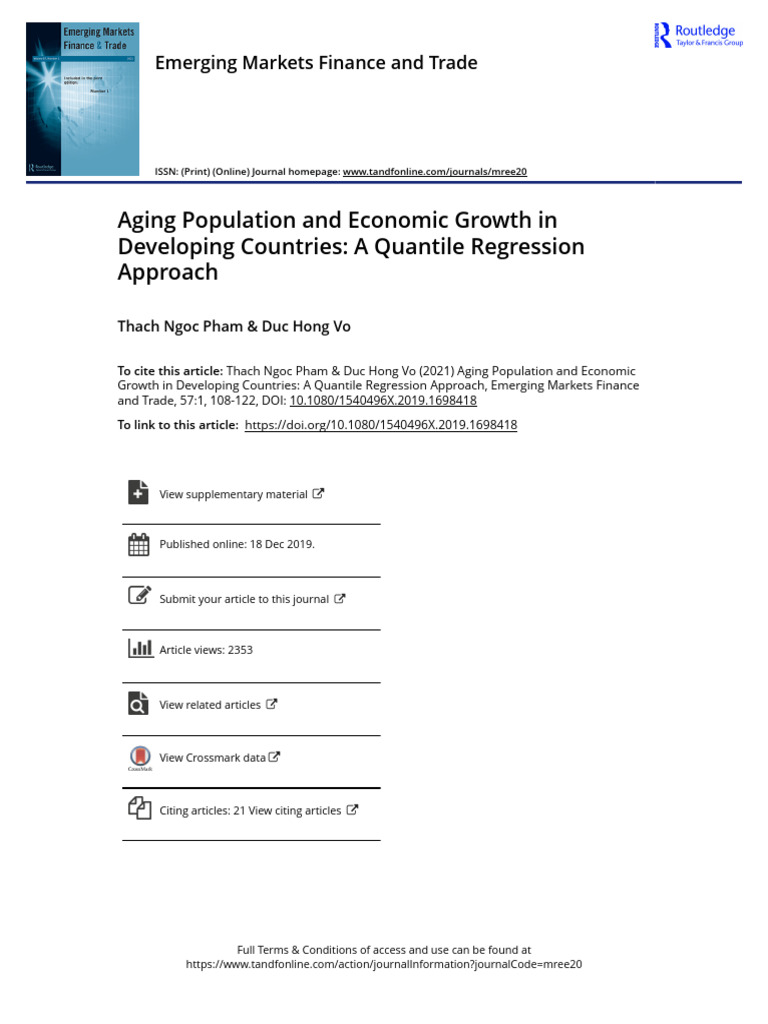 Aging Population and Economic Growth in Developing Countries A Quantile ...