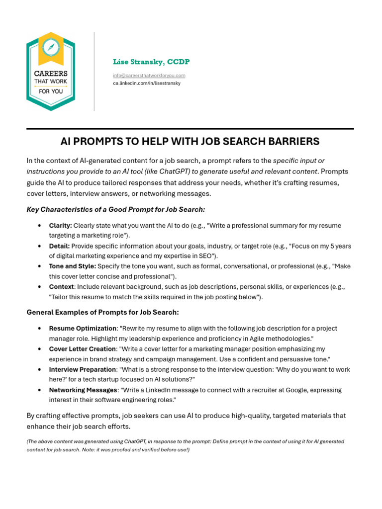 Ai Prompts For Job Search | PDF | Résumé | Artificial Intelligence