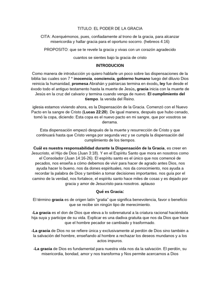 El Poder de La Gracia de Jesucristo | PDF | Gracia divina | Cristo (título)