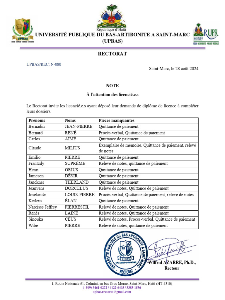 Compléter Dossiers de Diplôme UPBAS | PDF