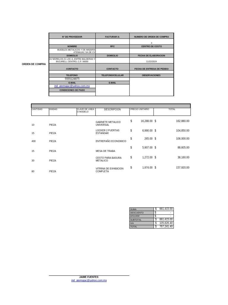 Orden de Compra 1 | PDF