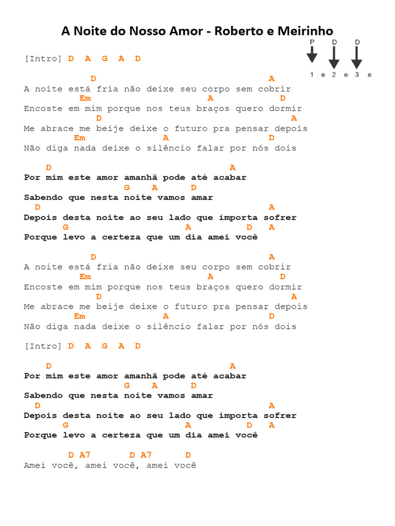 A Noite Do Nosso Amor - Roberto e Meirinho | PDF