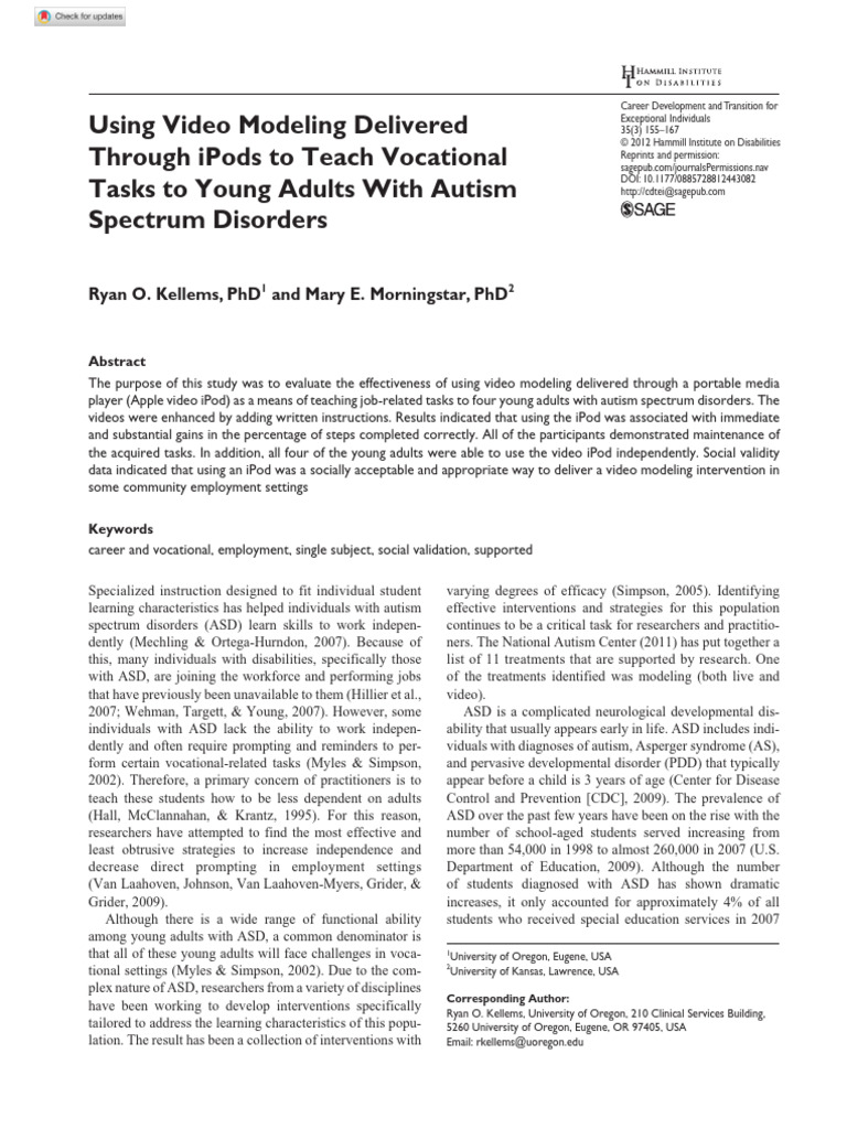 Kellems 2012 | PDF | Autism Spectrum | Pervasive Developmental Disorders