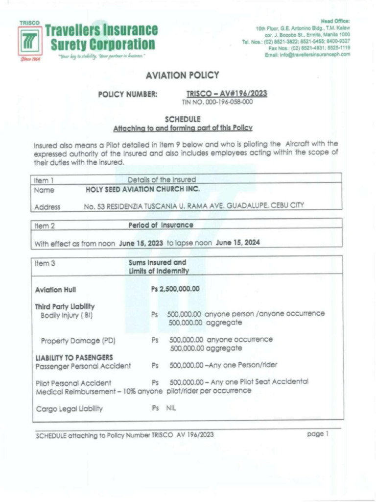Aircraft Insurance 987 | PDF