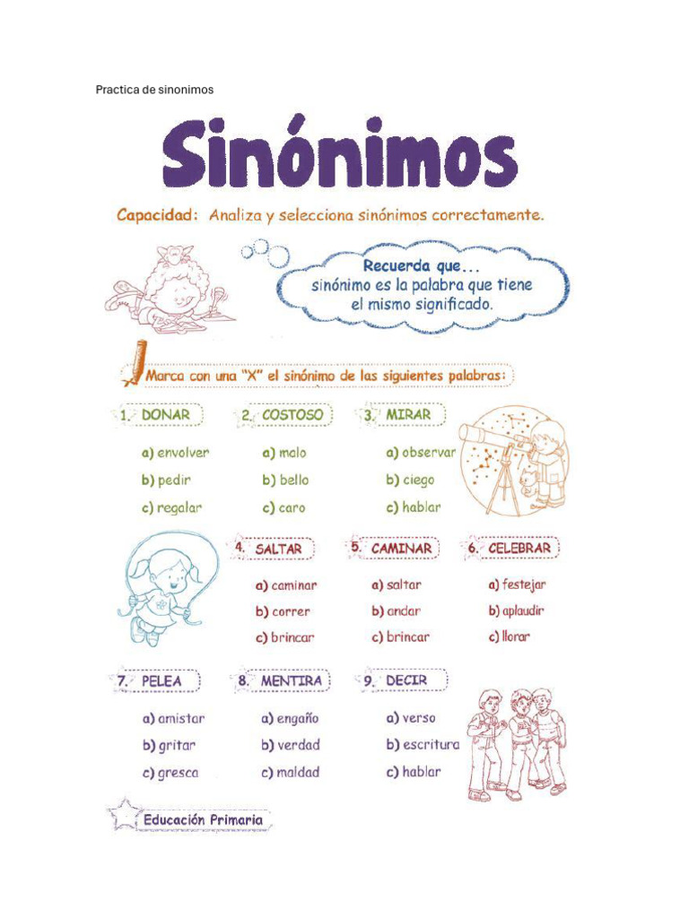 Practica de Sinonimos | PDF