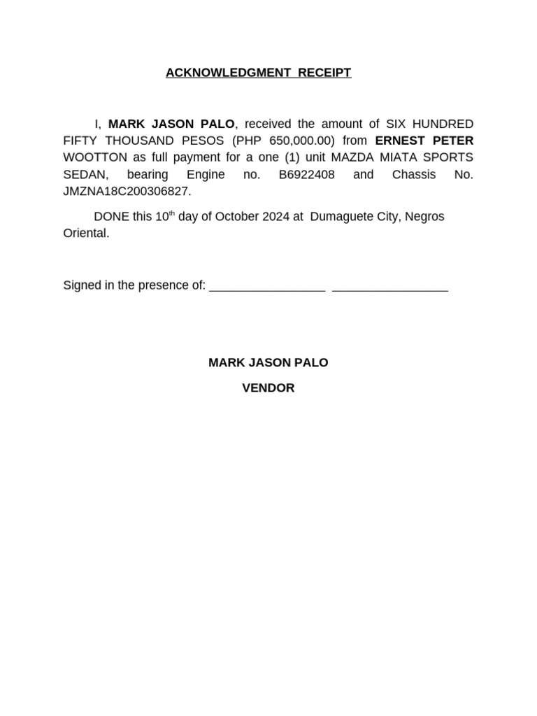 Acknowledgement Receipt | PDF