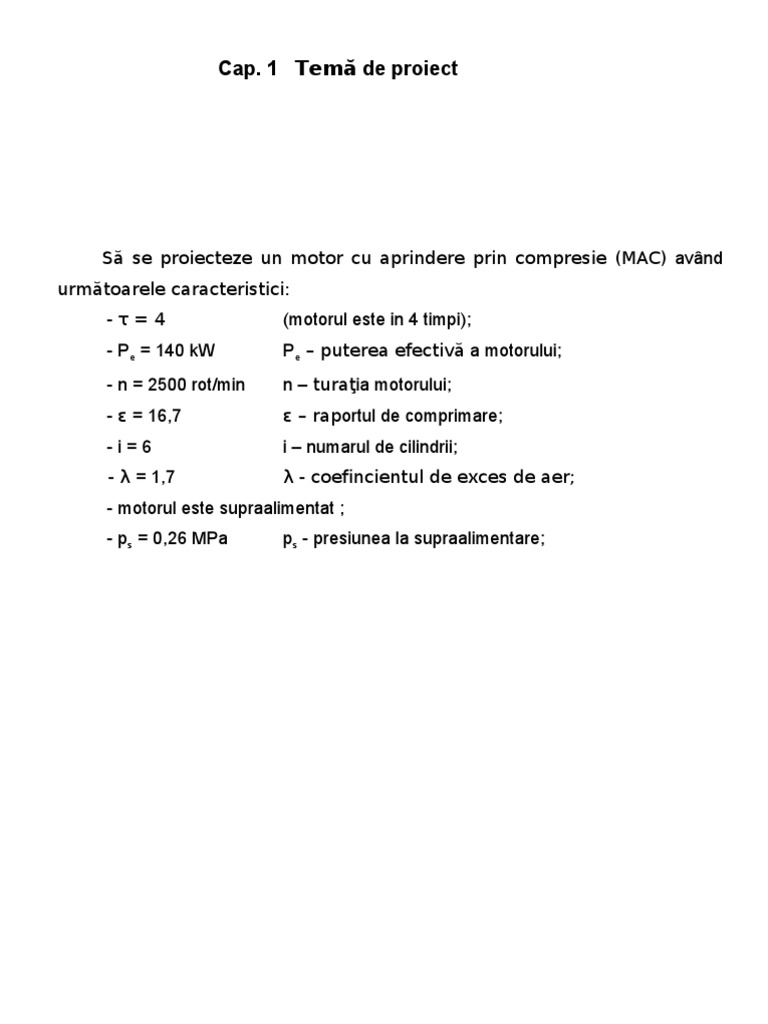 Proiect - Motoare Cu Ardere Interna | PDF