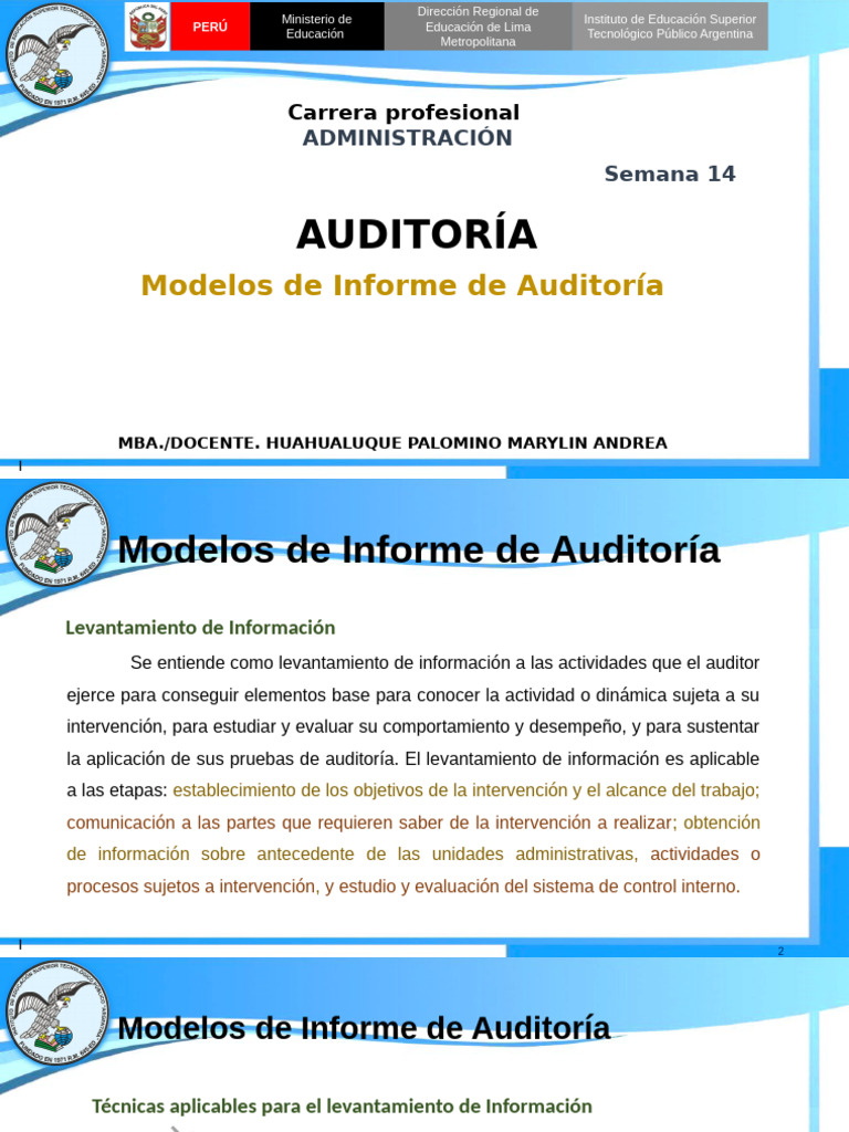 Estructura del Informe de Auditoría | PDF | Auditoría | Muestreo ...
