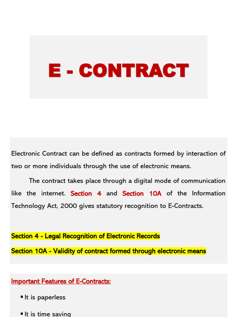 E-Contracts: Types and Features | PDF