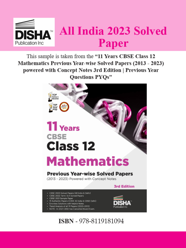 CBSE Class 12 Math Solved Paper 2023 | PDF | Mathematics