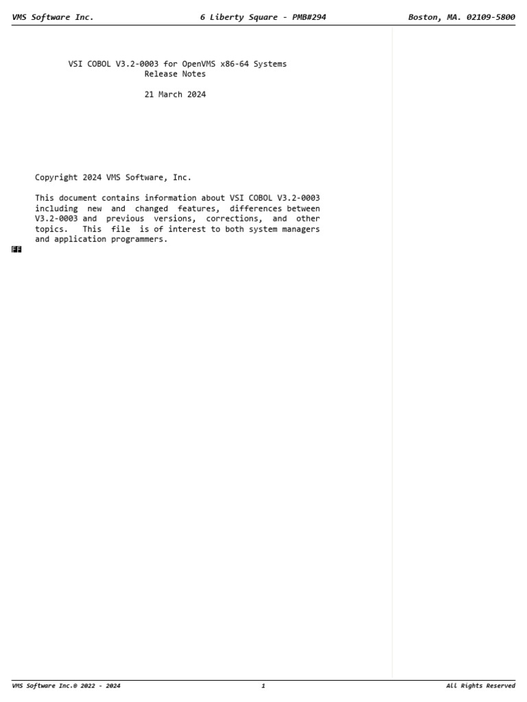 X86VMS Cobol V0302 3 1 Rnotes | PDF | Computer Engineering | Software ...