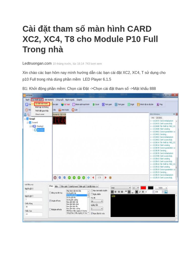 Cài đặt tham số màn hình CARD XC2 | PDF