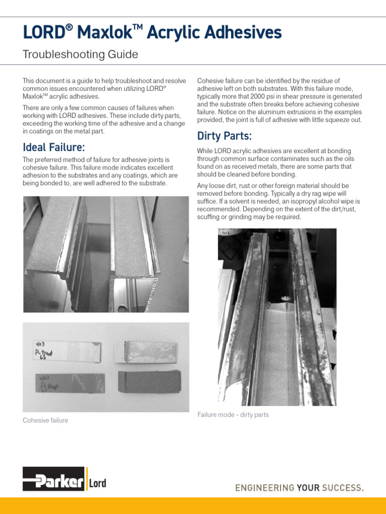 User Instructions - Maxlok Acrylic Adhesives Troubleshooting Guide ...