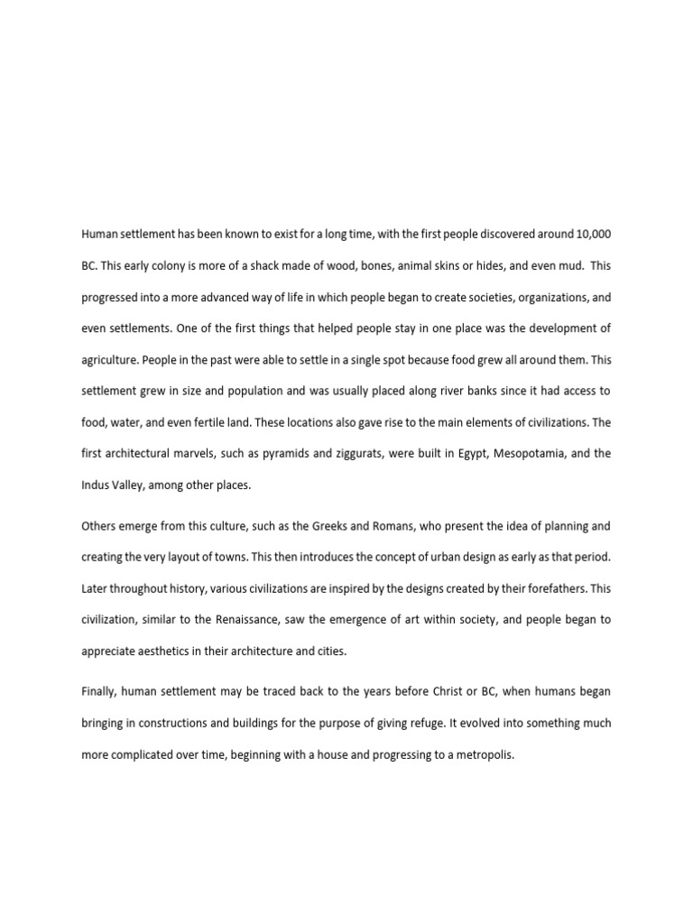 Evolution of Human Settlements | PDF