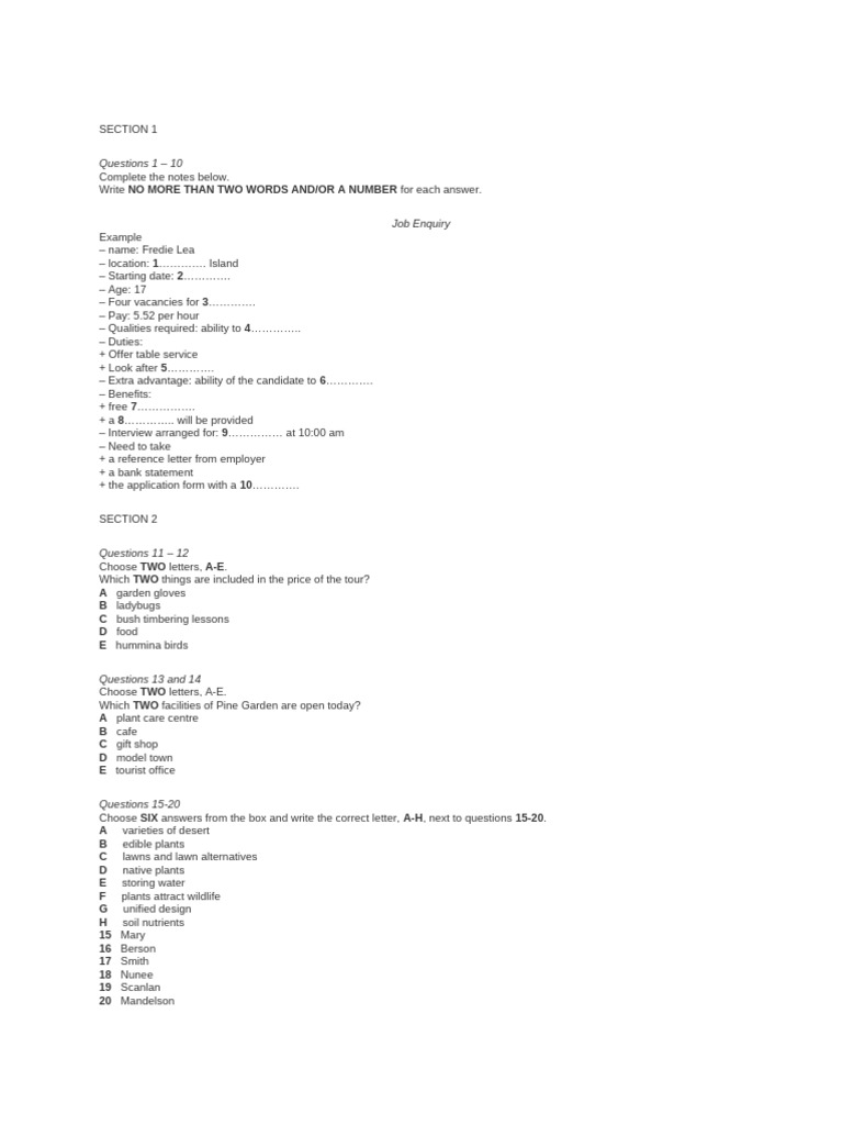2019 Ielts Listening Actual Test 03 Pdf Odor Snake
