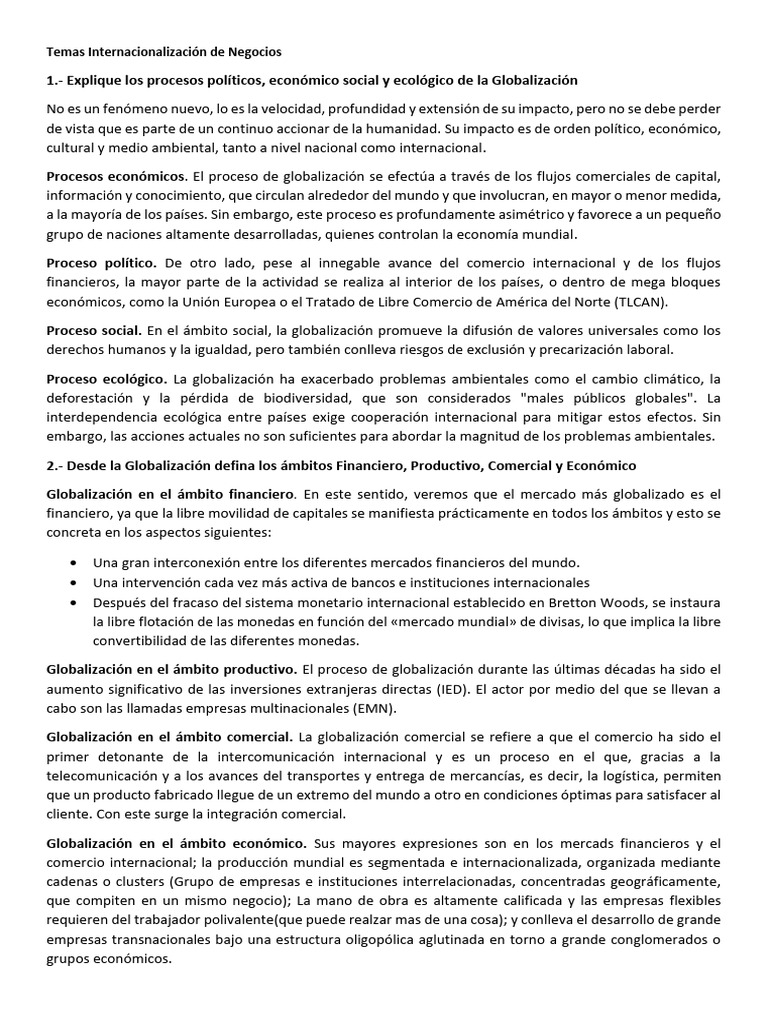 Impacto de la Globalización en Negocios | PDF | Business | Globalización