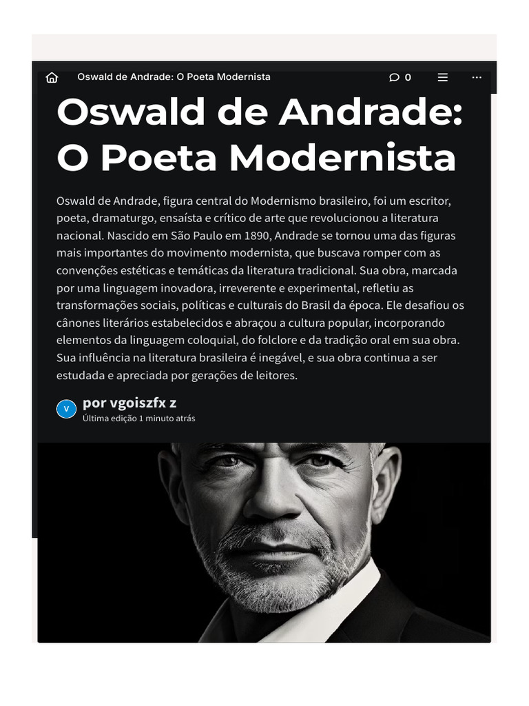 Poemas De Oswald De Andrade Modernismo – CPHBOU