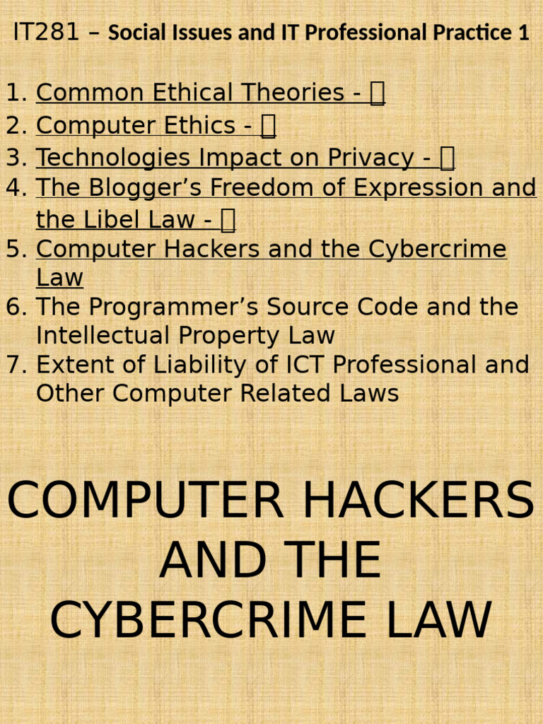 LESSON5 - Computer Hackers and The Cybercrime Law | PDF | Cybercrime ...