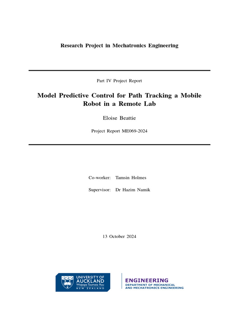 Model Predictive Control For Path Tracking A Mobile Robot in A Remote ...