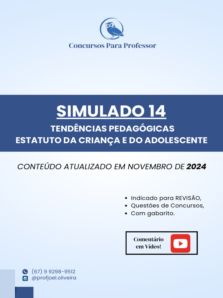 Simulados de Concursos para Professores | PDF | Pedagogia | Aprendizado