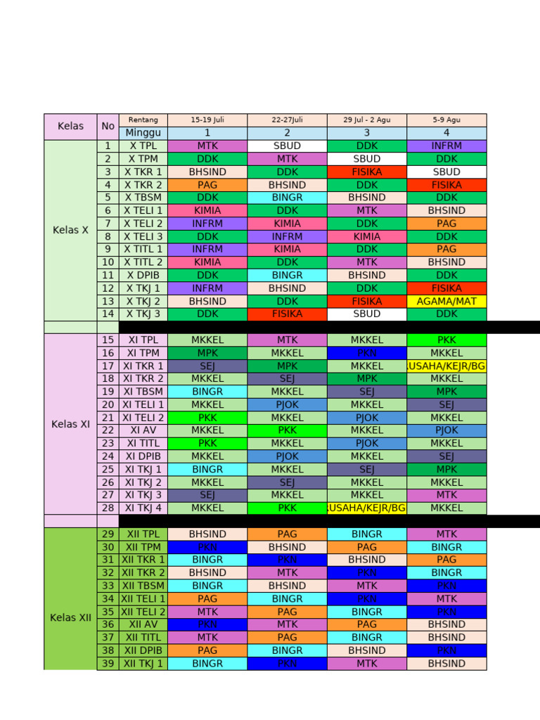 Roster 2024-2025 Ganjil - Kelas Xi | PDF