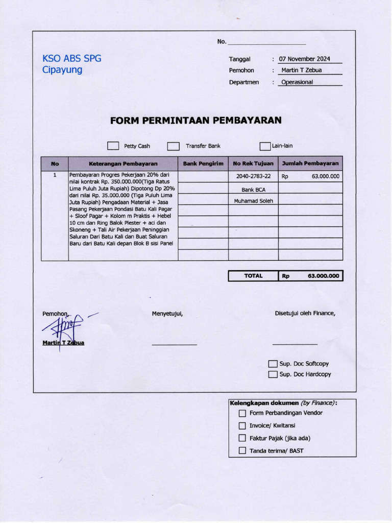 Form Pembayaran | PDF