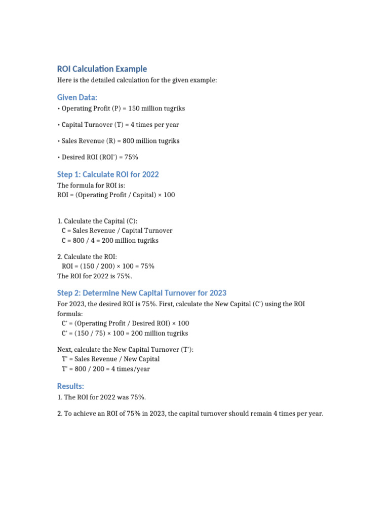 ROI Calculation for 2022 and 2023 | PDF