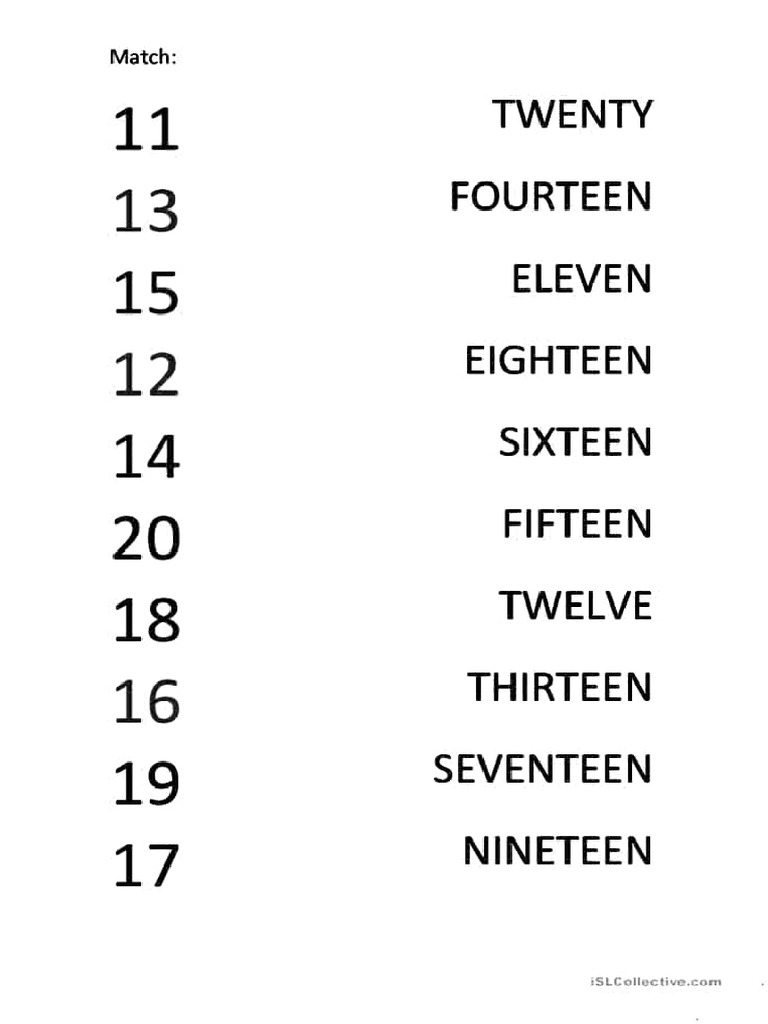 Number Matching and Letter Completion | PDF
