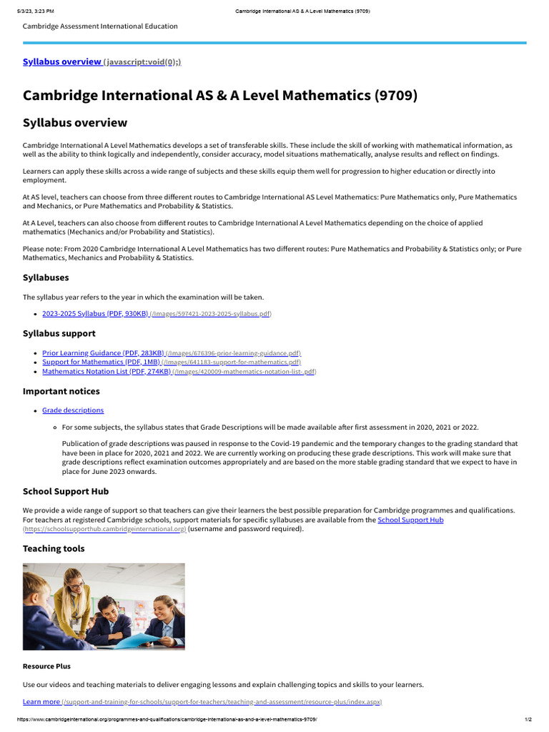Cambridge International AS & A Level Mathematics (9709) | PDF ...