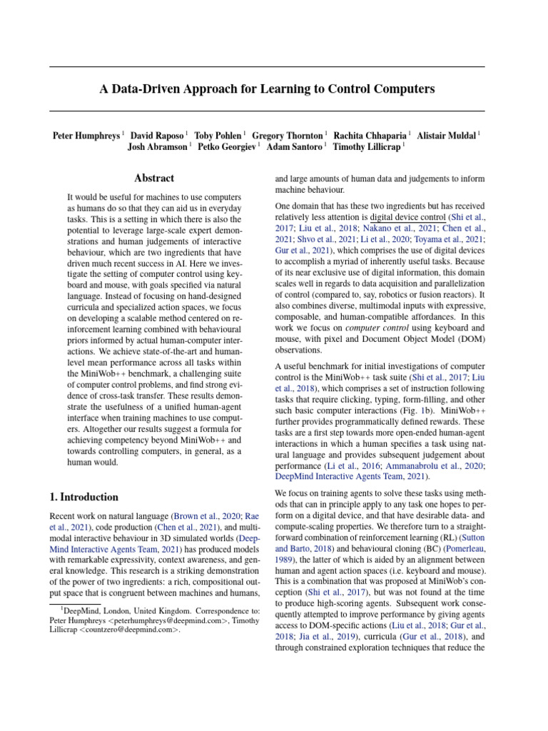 Data-Driven Computer Control Learning | PDF | Computer Science | Computing