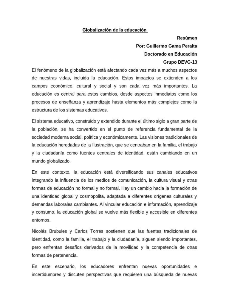 Globalización de La Educación | PDF | Sustentabilidad | Globalización