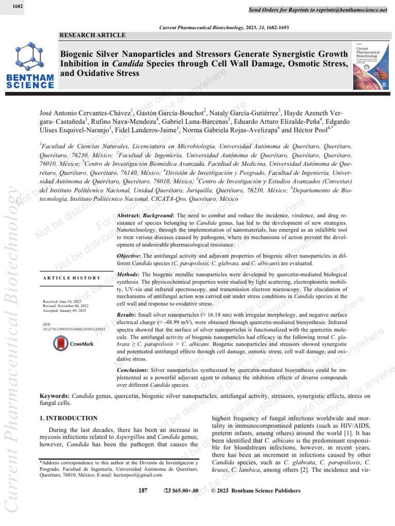Biogenic Silver Nanoparticles Growth Inhibition | PDF | Candida (Fungus ...