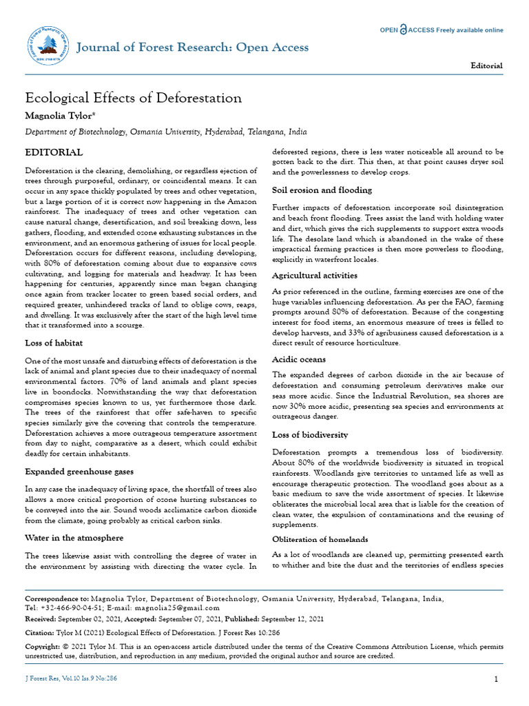 Ecological Effects of Deforestation | PDF | Deforestation | Amazon ...