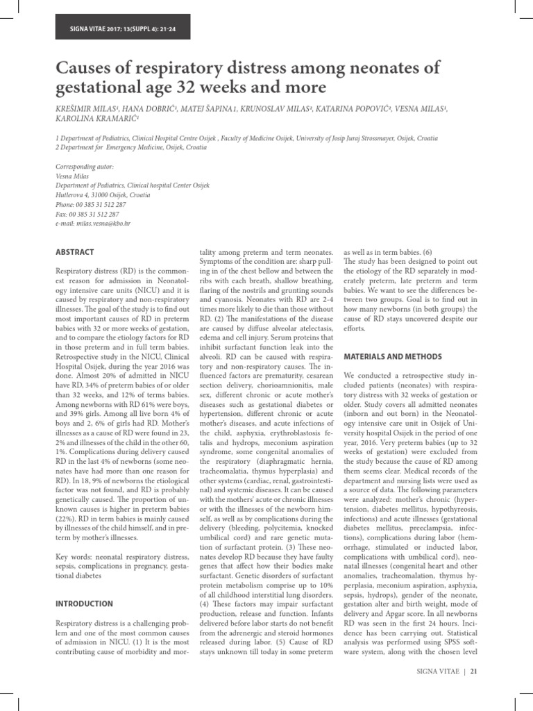 Causes of Neonatal Respiratory Distress | PDF | Preterm Birth ...