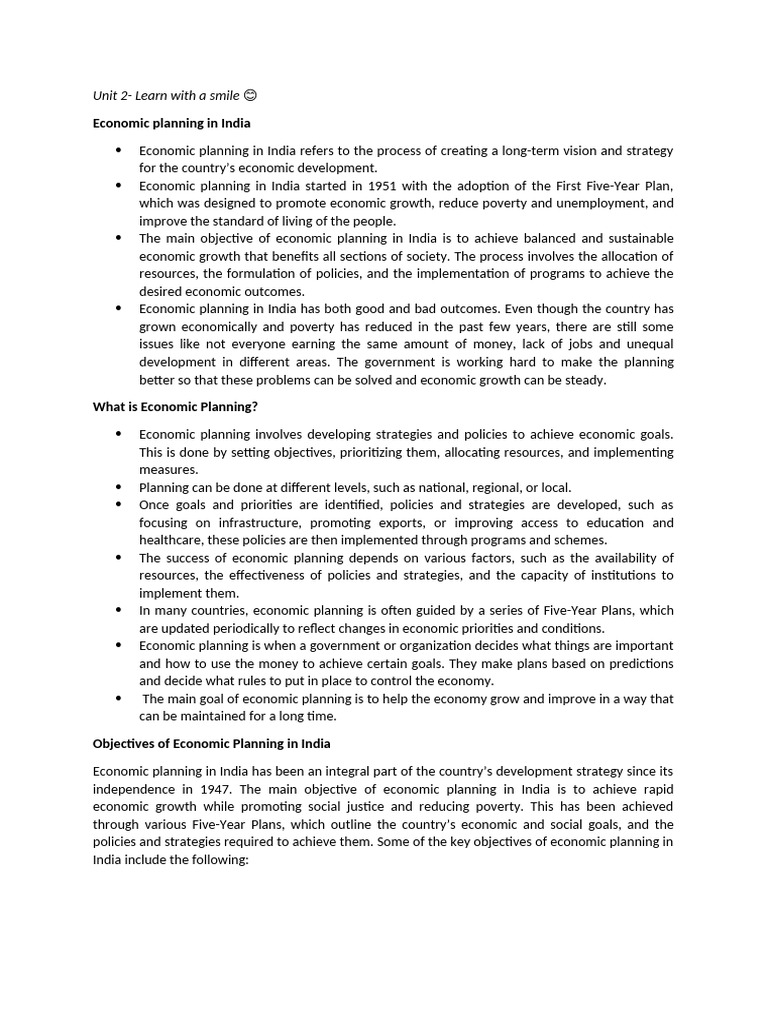 Economic Planning in India Explained | PDF | Economic Planning ...