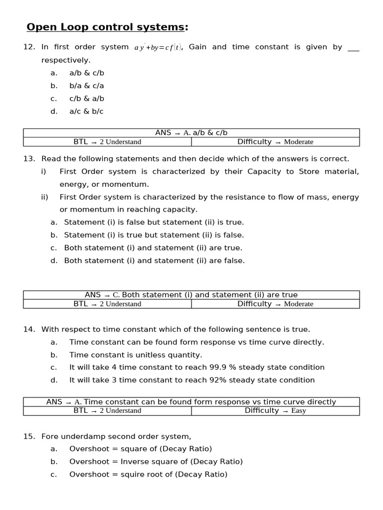 Open Loop Control Systems | PDF | Damping | Applied And ...