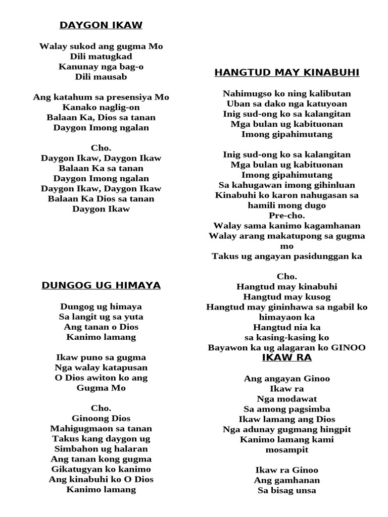 Bisaya Christian Worship Songs Lyrics | PDF | Worship | Religious ...