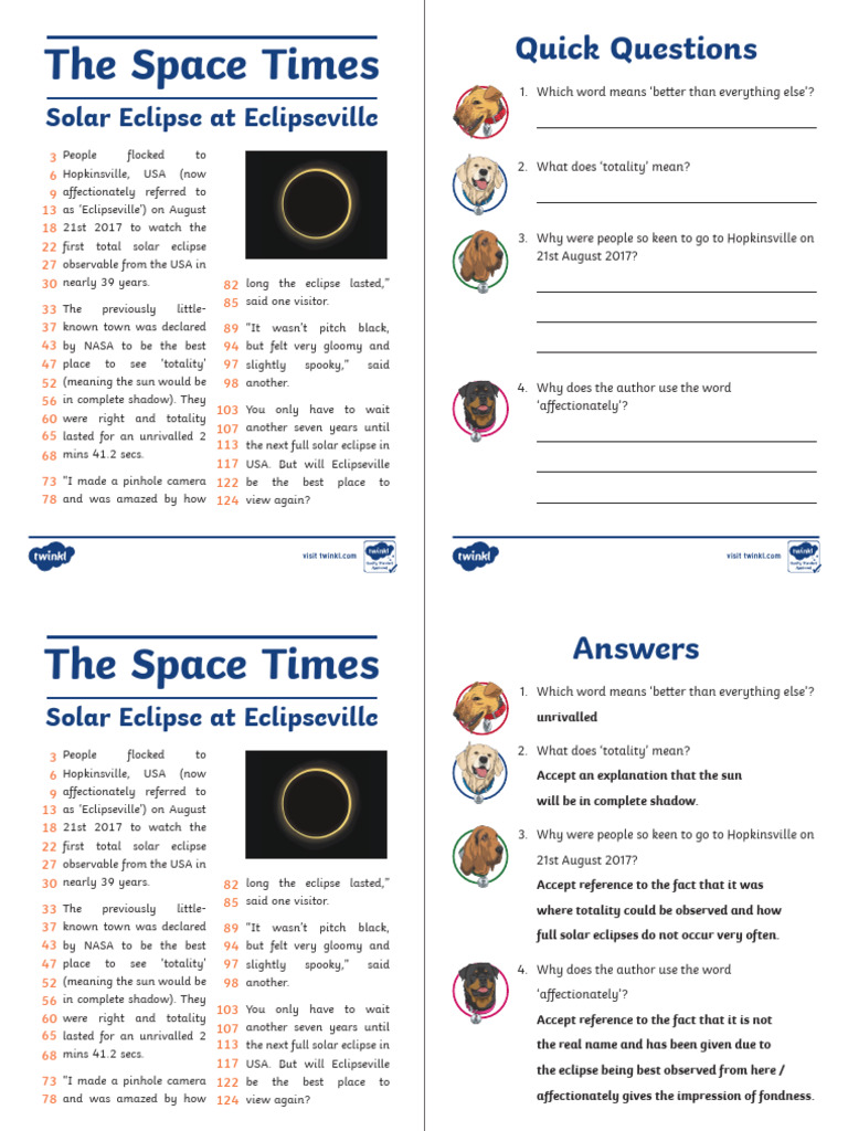 The Space Times - Solar Eclipse at Eclipseville | PDF | Solar Eclipse ...