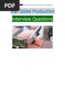 Top 50 Tablet Production Interview Questions