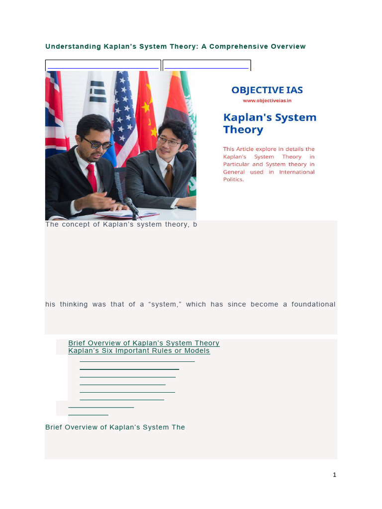 Kaplan's Bipolar System Models Explained | PDF | Systems Theory | System