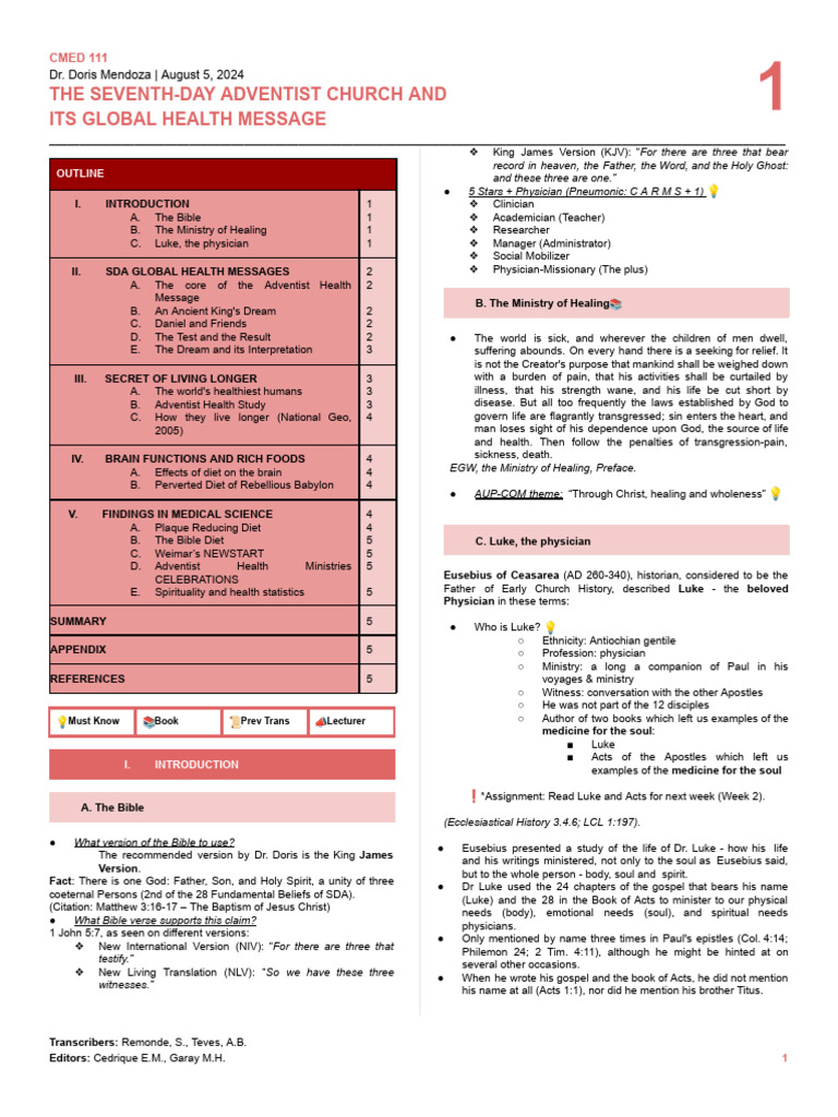 SDA Church's Global Health Message | PDF | Shadrach, Meshach, And ...