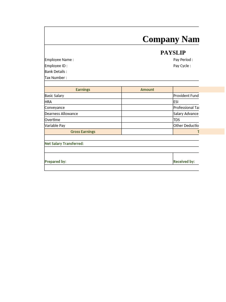 Monthly Salary Slip Format PDF | PDF | Salary | Government Finances