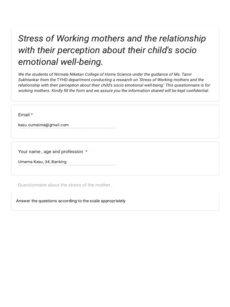 Stress of Working Mothers and The Relationship With Their Perception ...
