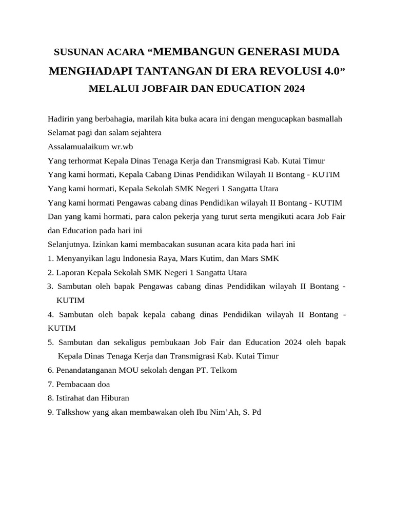 Job Fair dan Education 2024 di Kutai Timur | PDF