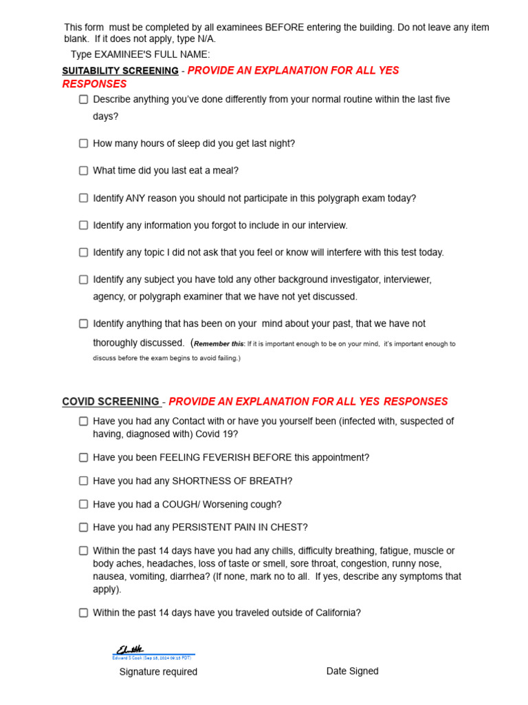 Polygraph Check in Document - Preemployment - Encrypted | PDF