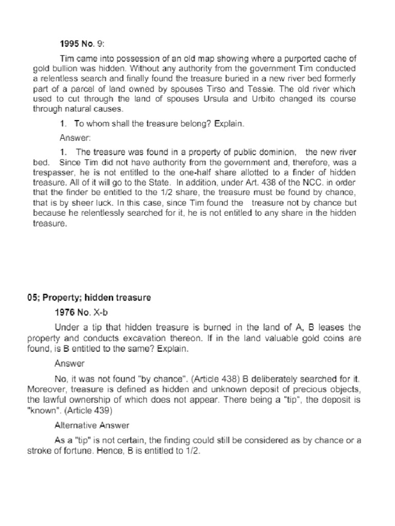 Hidden Treasure Pdf Coins Property